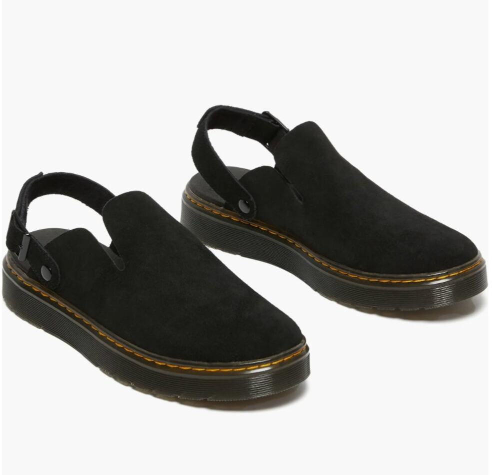 Dr Doc Martens Carlson Slingback Mules, Black Suede, Size 10 Ladies, EU 42